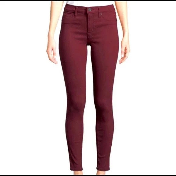 Hudson Jeans Women's Burgundy Midrise Ankle Natalie Skinny Stretch Jeans - Picture 2 of 9